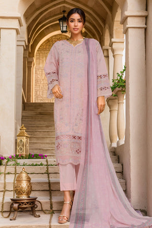 Bin Saeed Stitched 3 Piece Luxury Plain Cotton Vol-03 Collection-LF-1720-Pink