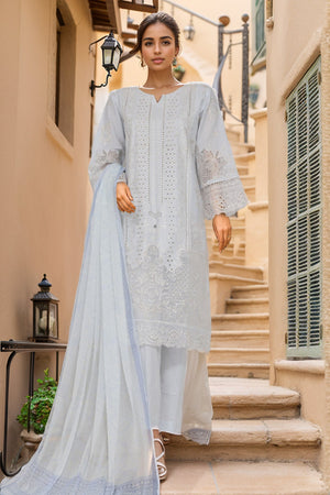 Bin Saeed Stitched 3 Piece Luxury Plain Cotton Vol-03 Collection-LF-1721-Sky