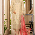Bin Saeed Stitched 3 Piece Luxury Plain Cotton With Printed Back Collection'2025-NSM-2177-Off White