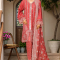 Bin Saeed Stitched 3 Piece Luxury Plain Cotton With Printed Back Vol-02 Collection'2025-NSM-2235-Rust