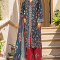Bin Saeed Stitched 3 Piece Open Front Cutwork Kari Collection'2025-SM-2117-Navy Blue