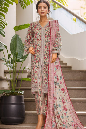 Bin Saeed Stitched 3 Piece Open Front Cutwork Kari Collection'2025-SM-2116-Skin