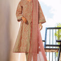 Bin Saeed Stitched 3 Piece Peplum Exclusive Printed Lawn Frock Collection-SM-1746-Beige