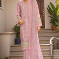 Bin Saeed Stitched 3 Piece Plain Cotton with Emb Trouser Collection'2025-SMPC-1970-Pink