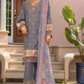 Bin Saeed Stitched 3 Piece Plain Cotton with Emb Trouser Collection'2025-SMPC-1975-Grey