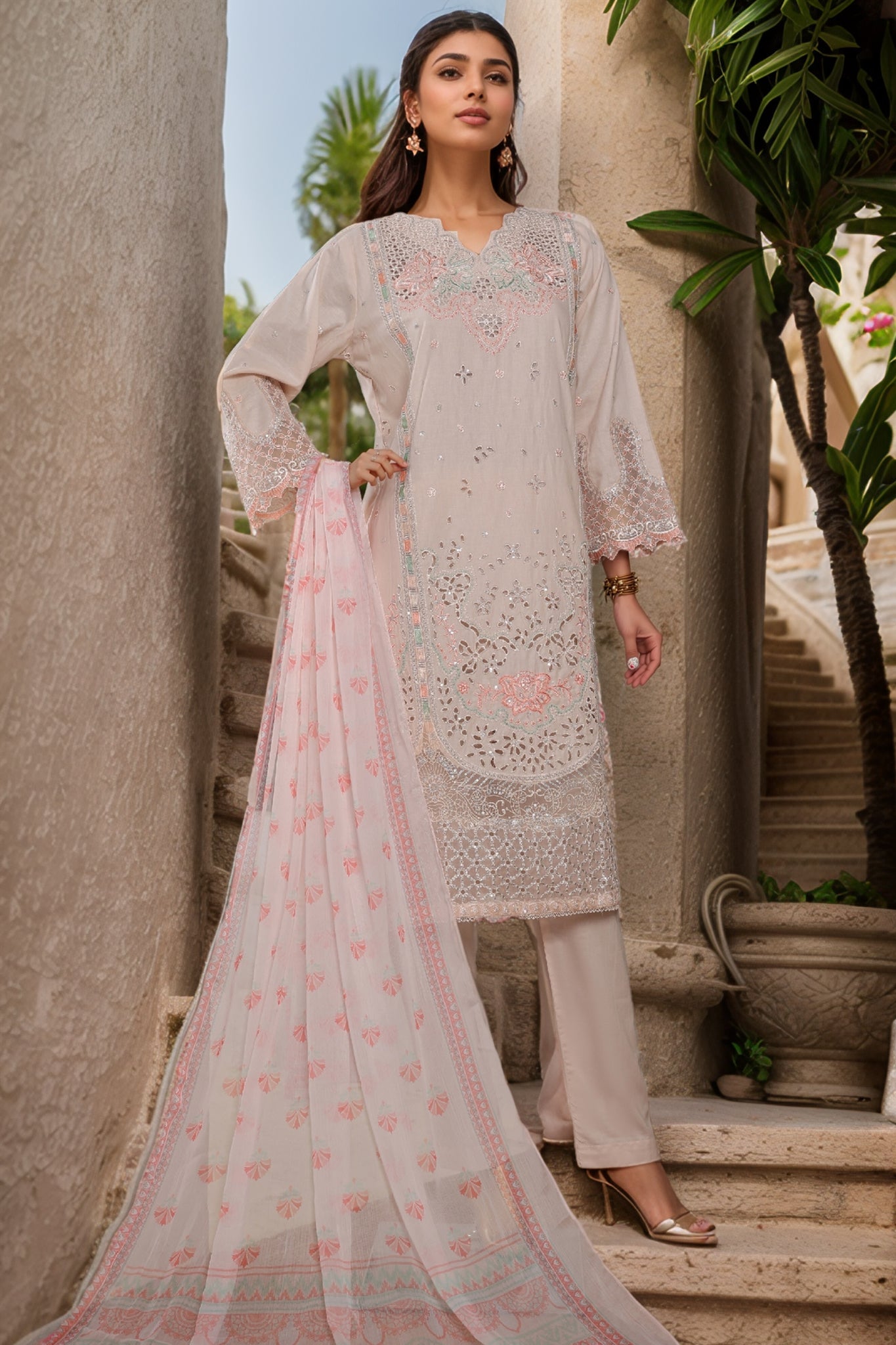 Bin Saeed Stitched 3 Piece Plain Lawn Vol-01 Collection'2025-LF-2281-Skin