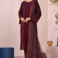 Bin Saeed Stitched 3 Piece Luxury Plain Cotton Collection'2025-LF-2481-Maroon