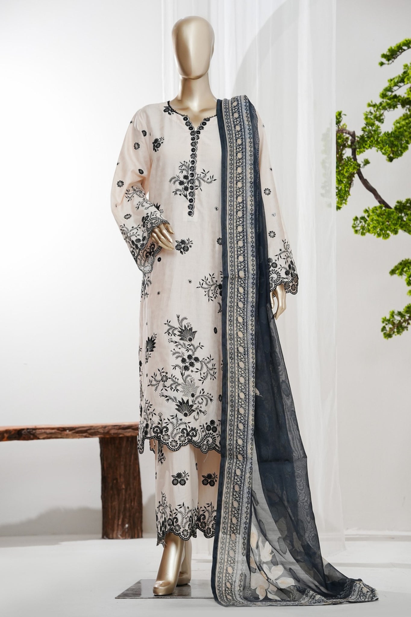 Bin Saeed Stitched 3 Piece Luxury Jacquard Vol-01 Suit-JAQ-2954-SKIN