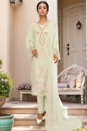 Bin Saeed Stitched 3 Piece Emb Chiffon Collection'2025-BILL-1787-Pista