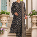 Bin Saeed Stitched 3 Piece Emb Lawn Frock Vol-03 Collection-SM-1645-Black
