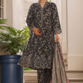 Bin Saeed Stitched 3 Piece Emb Lawn Frock Vol-03 Collection-SM-1641-Black
