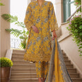 Bin Saeed Stitched 3 Piece Emb Lawn Frock Vol-03 Collection-SM-1639-Yellow