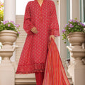 Bin Saeed Stitched 3 Piece Emb Lawn Frock Vol-03 Collection-SM-1637-Red