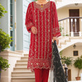 Bin Saeed Stitched 3 Piece Luxury Emb Chiffon Collection'2025-RTSC-1553-Red