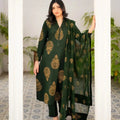 Zauk Bottle Green Kurta Set