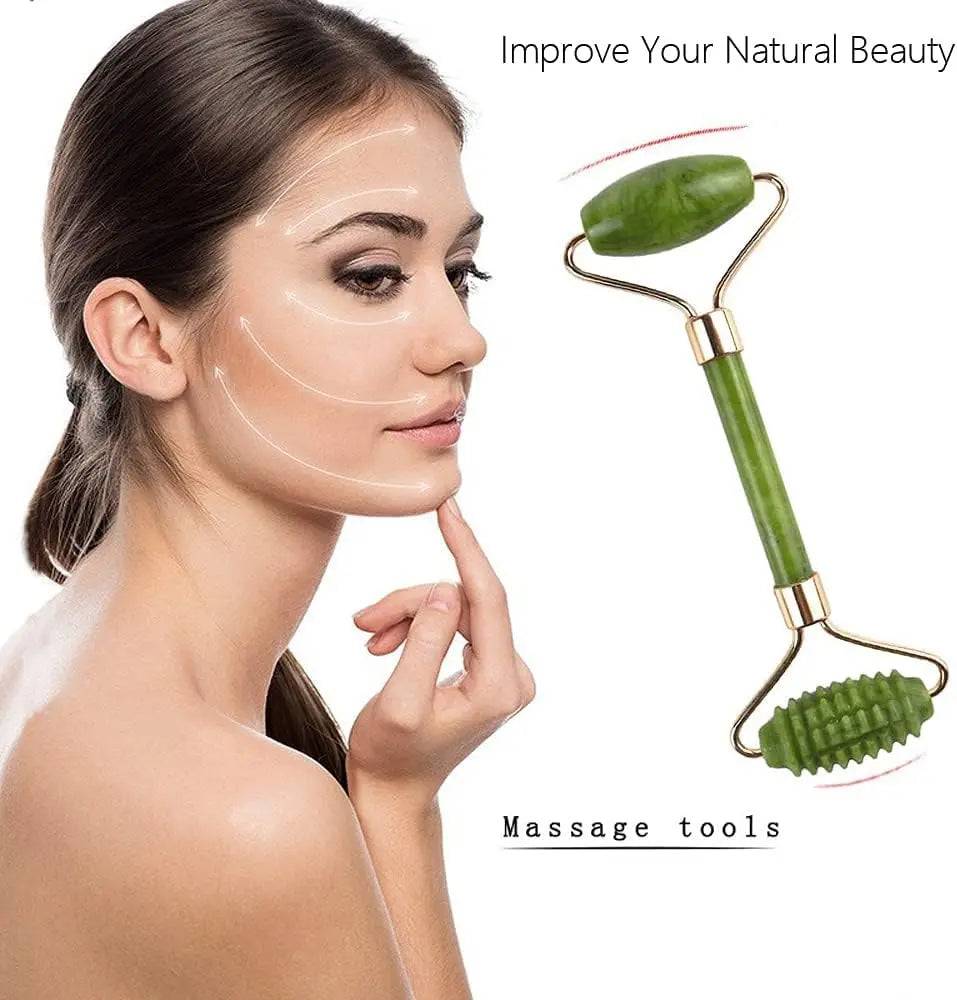 Bundle - Facial Beauty Jade Rollers for Face - Facial Massage Tool + L'Oreal Paris Revitalift 1.5% Hyaluronic Acid Face Serum 15 Ml - My Store