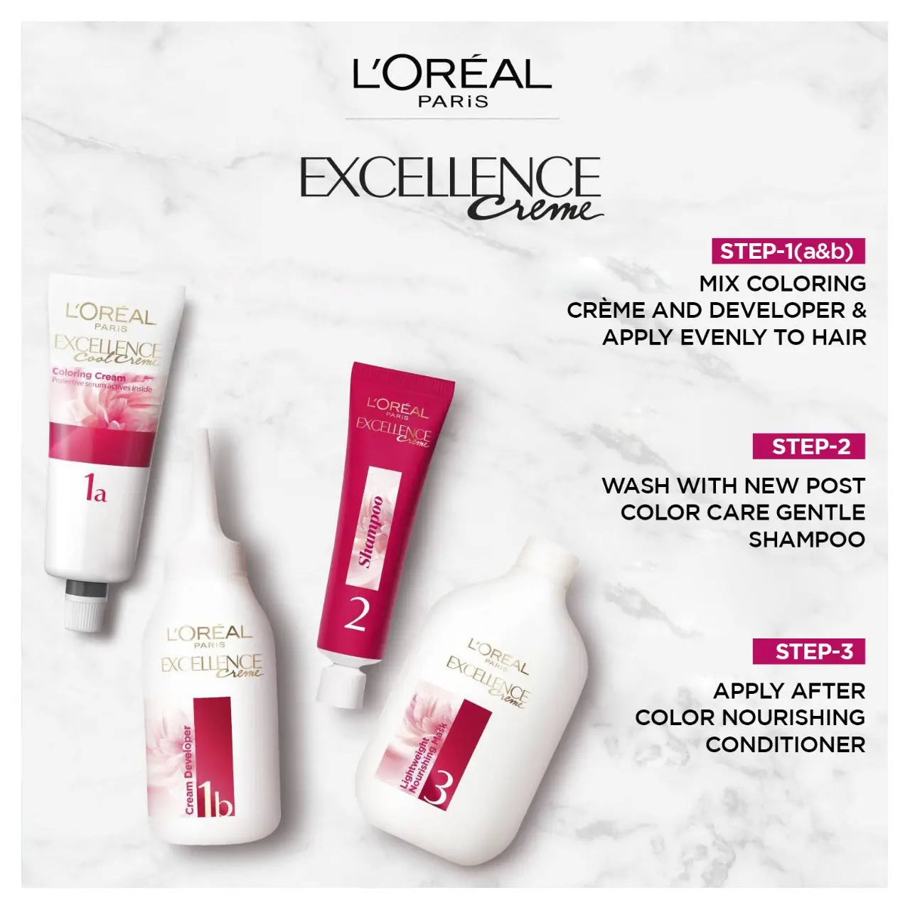 Bundle - L'Oreal Paris Excellence Creme Hair Colour #3 Dark Brown with Free Shampoo - My Store