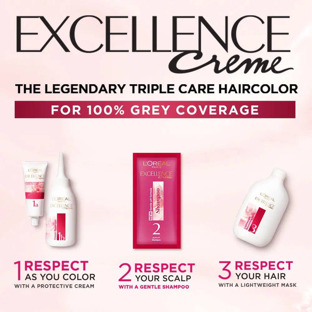 Bundle - L'Oreal Paris Excellence Creme Hair Colour #6 Dark Blonde with Free Shampoo - My Store