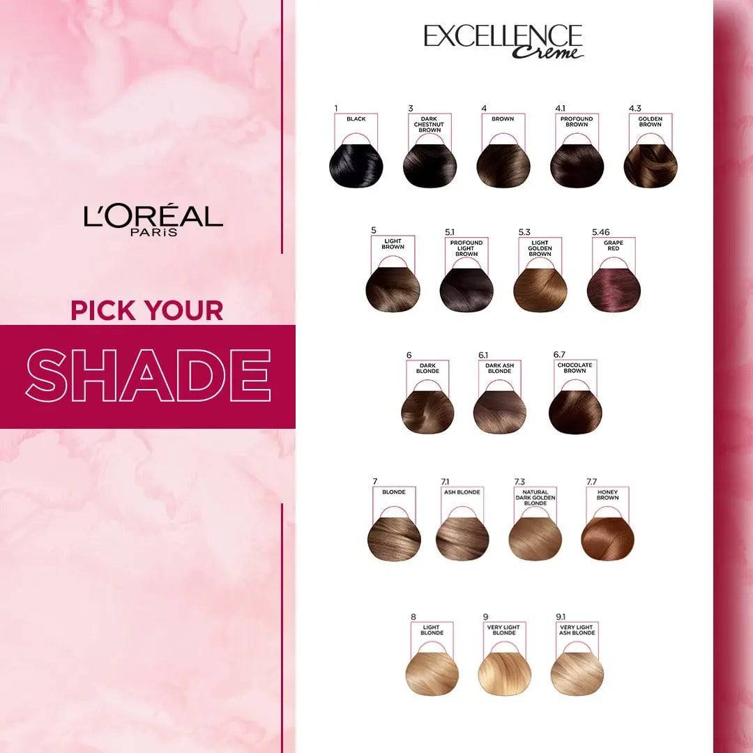 Bundle - L'Oreal Paris Excellence Creme Hair Colour #6.1 Dark Ash Blond Hair Color with Free Shampoo - My Store