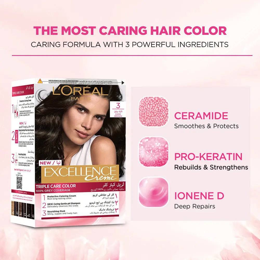 Bundle - L'Oreal Paris Excellence Creme Hair Colour #6.1 Dark Ash Blond Hair Color with Free Shampoo - My Store