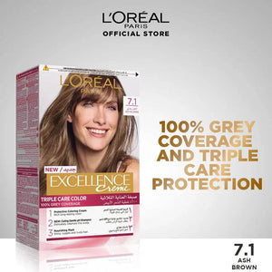 Bundle - L'Oreal Paris Excellence Creme Hair Colour #7.1 Ash Blonde Hair Color with Free Shampoo - My Store