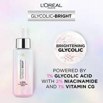 Bundle - L'Oreal Paris Glycolic Bright Instant Glowing Face Serum - 30Ml + L'Oreal Paris Revitalift 1.5% Hyaluronic Acid Face Serum 30 Ml - My Store