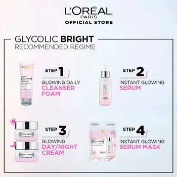 Bundle - L'Oreal Paris Glycolic Bright Instant Glowing Face Serum - 30Ml + L'Oreal Paris Revitalift 1.5% Hyaluronic Acid Face Serum 30 Ml - My Store