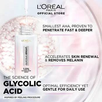 Bundle - L'Oreal Paris Glycolic Bright Instant Glowing Face Serum - 30Ml + L'Oreal Paris Revitalift 1.5% Hyaluronic Acid Face Serum 30 Ml - My Store