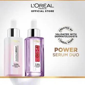 Bundle - L'Oreal Paris Glycolic Bright Instant Glowing Face Serum - 30Ml + L'Oreal Paris Revitalift 1.5% Hyaluronic Acid Face Serum 30 Ml - My Store