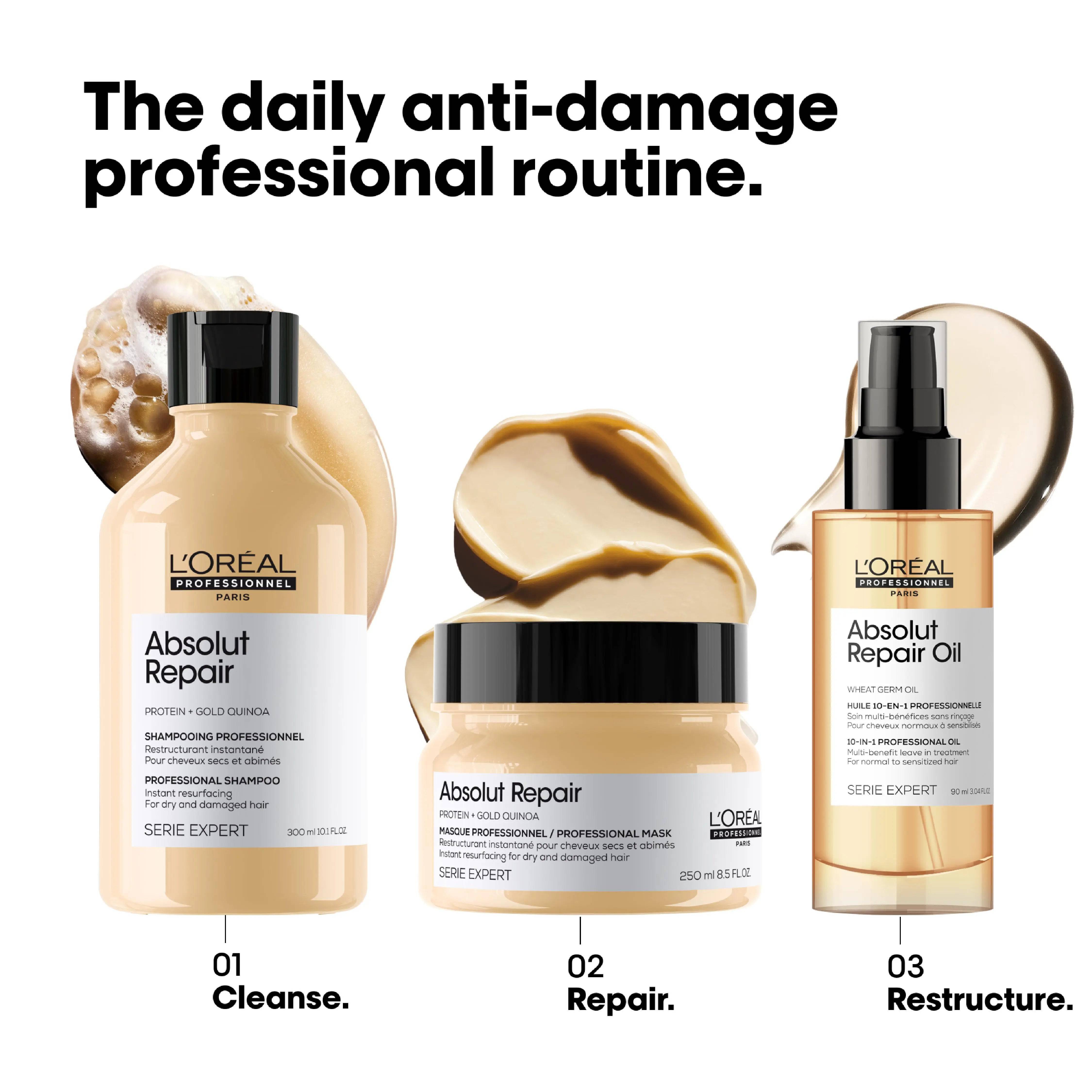 Bundle - L'Oreal Professional - Serie Expert Absolute Repair Mask 250 ML + L'Oreal Professional - Serie Expert Absolute Repair Shampoo 300 ML + L'Oreal Professional - Serie Expert Absolute Repair Hair Serum 90 ML - My Store