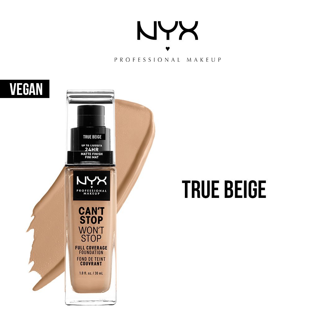 NYX Professional Makeup- Cant Stop Wont Stop Full Coverage Foundation  True Beige 30ml