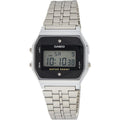 Casio Diamond Series Silver Stainless Steel Black Dial Quartz Watch for Gents - CASIO A-159WAD-1DF