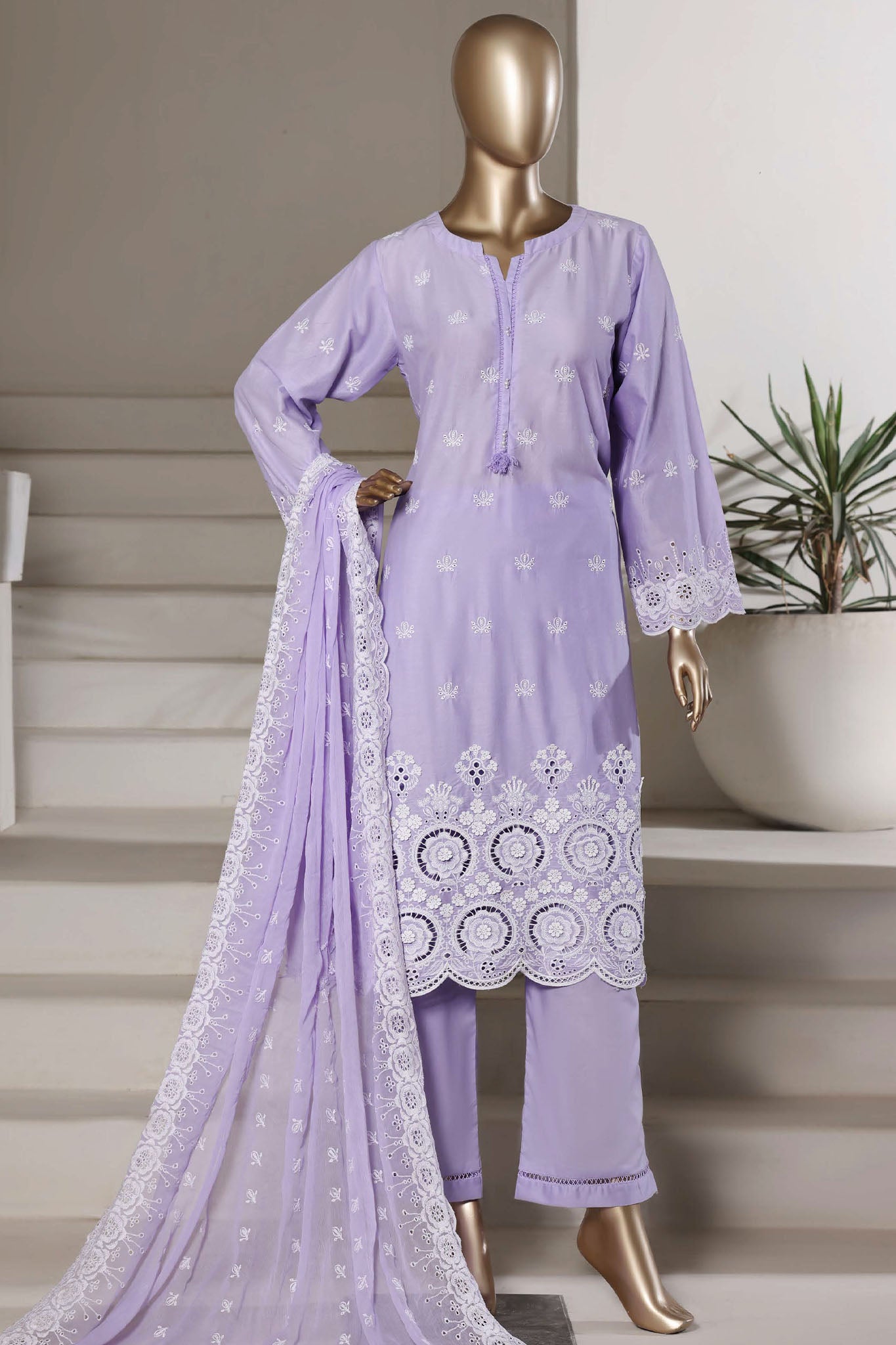 Sada Bahar Stitched 3 Piece Chikankari 3D Laser Work Lawn Vol-02 Suit-CK-04-LAILIC