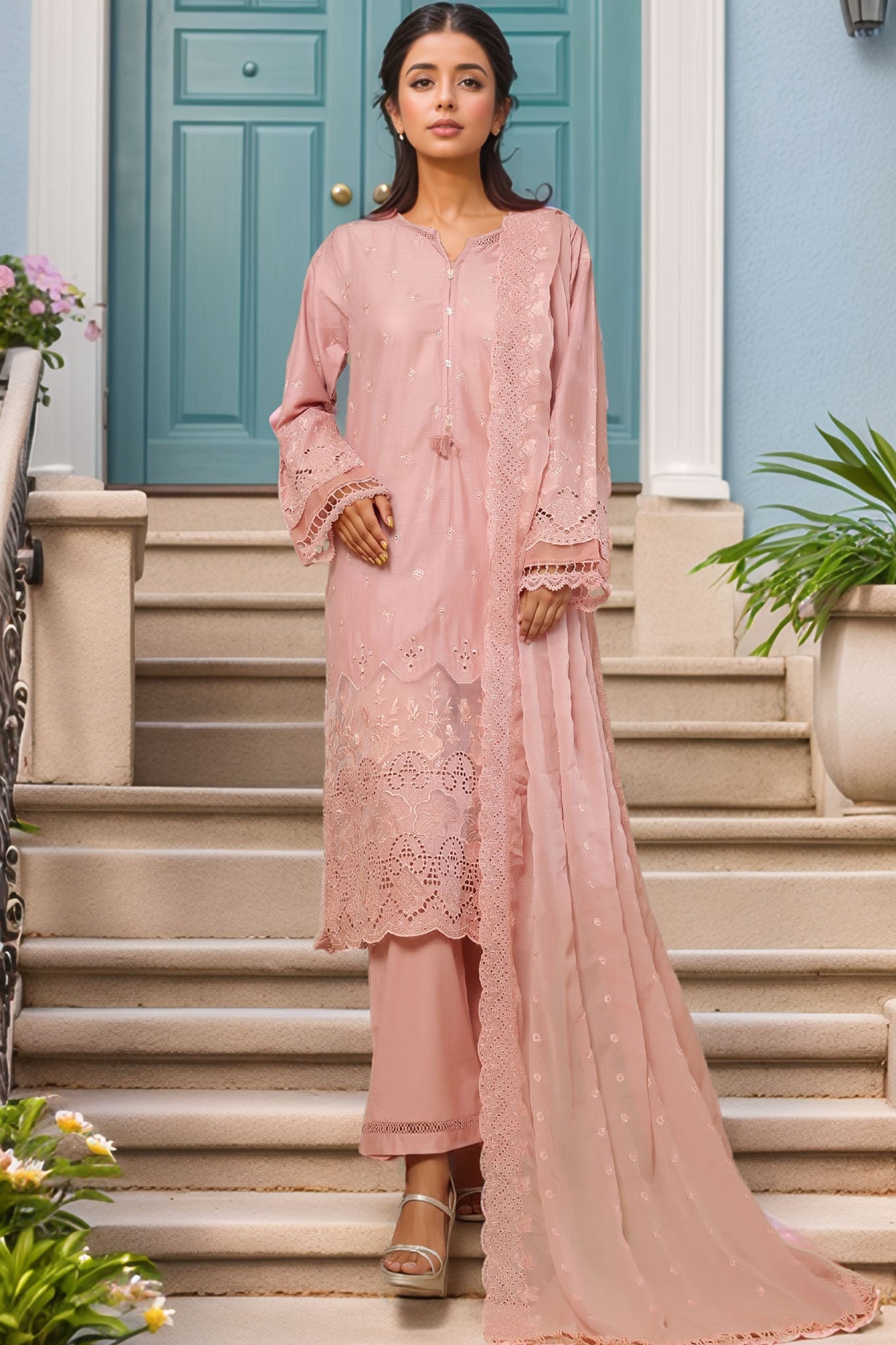 Sada Bahar Stitched 3 Piece Solid Luxury Emb Chikankari Collection'2025-CK2-PLUM