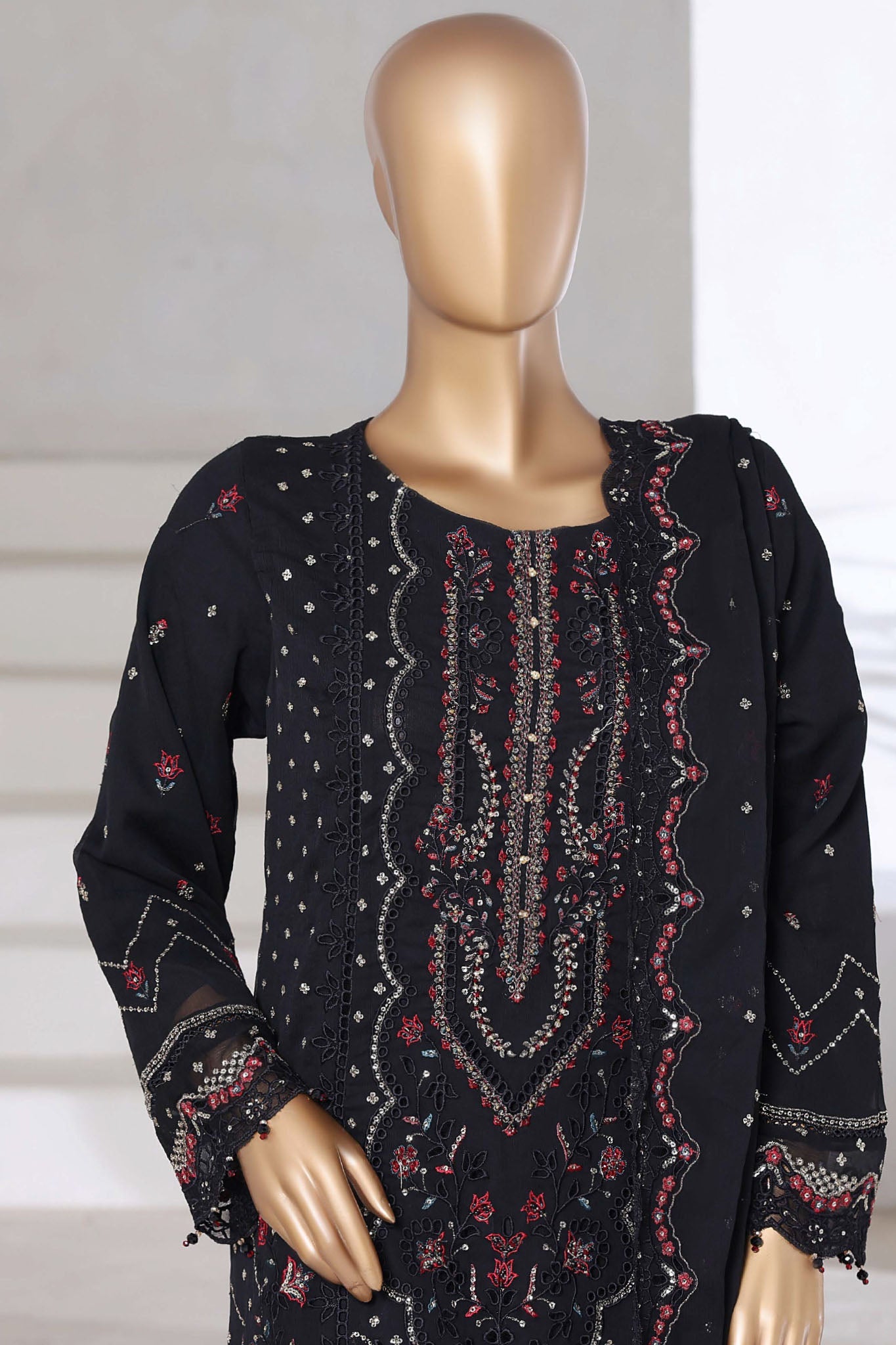 Afsany by Sada Bahar Stitched 3 Piece Luxury Chiffon Vol-14 Collection'2025-CR-31-Black