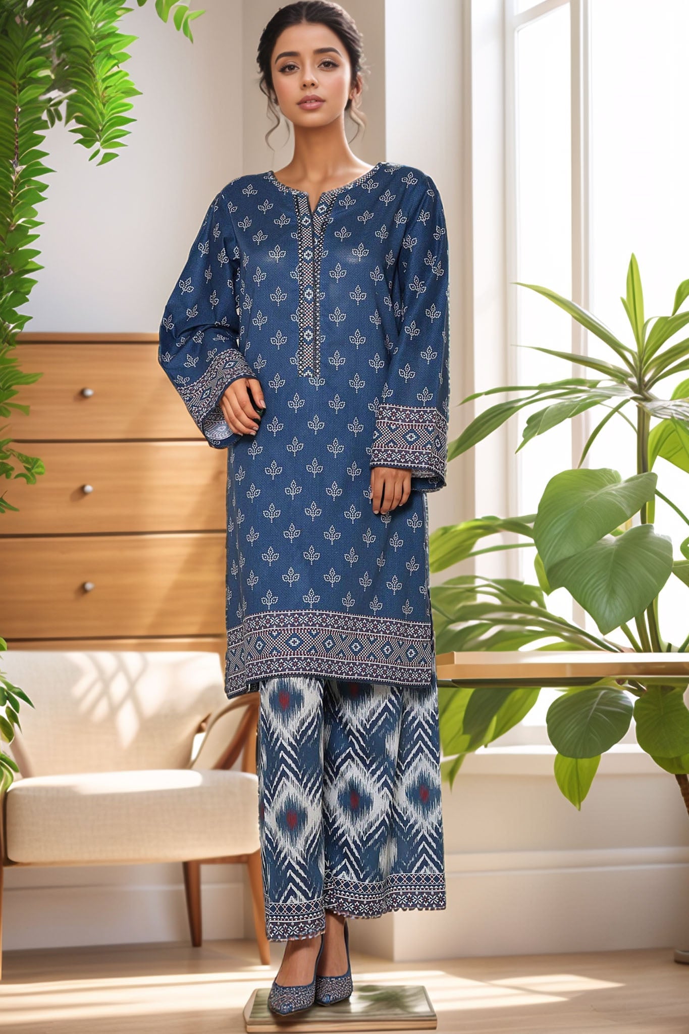 Bin Saeed Stitched 2 Piece Co Ords Cotton Collection'2025-WC-2405-Blue