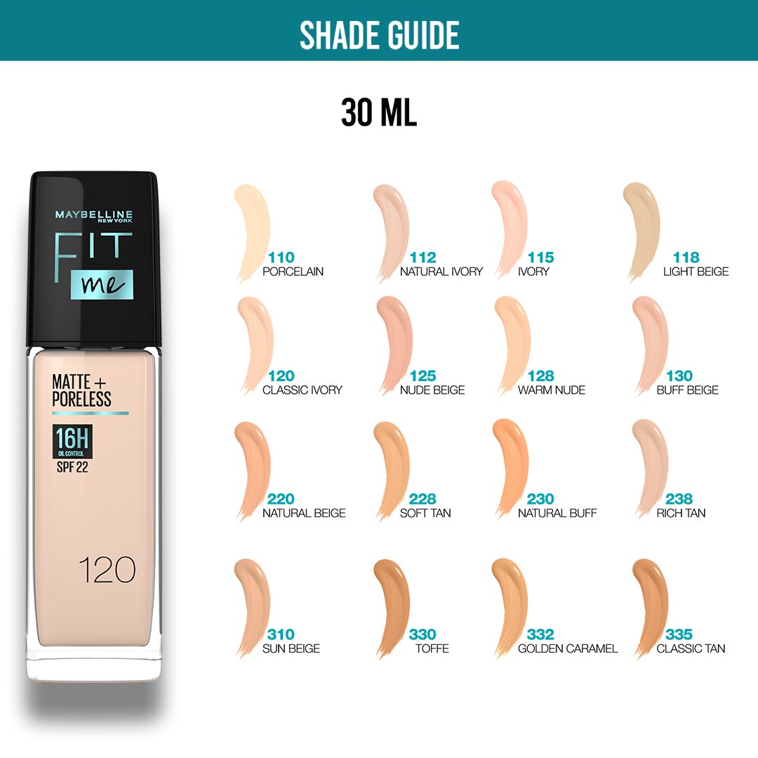 Maybelline Fit Me Matte+Poreless Foundation For Normal To Oily Skin -30Ml
