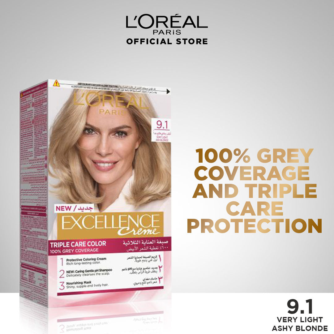 L'Oreal Excellence Creme Hair Colour# 9.1 Very Light Ash Blonde