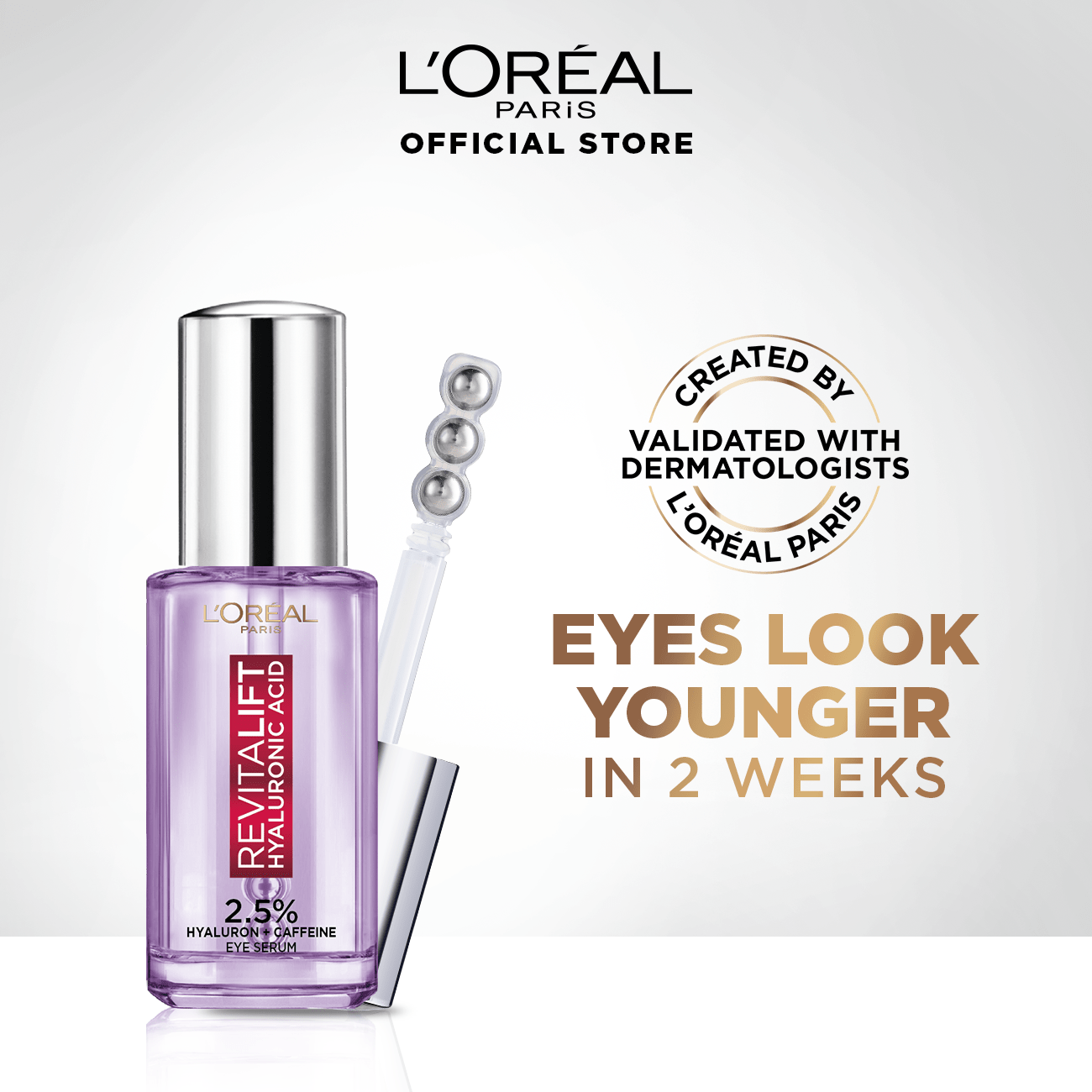 L'Oreal Paris Revitalift 1.5% Hyaluronic Acid + 1% Caffeine Eye Serum 20Ml - My Store