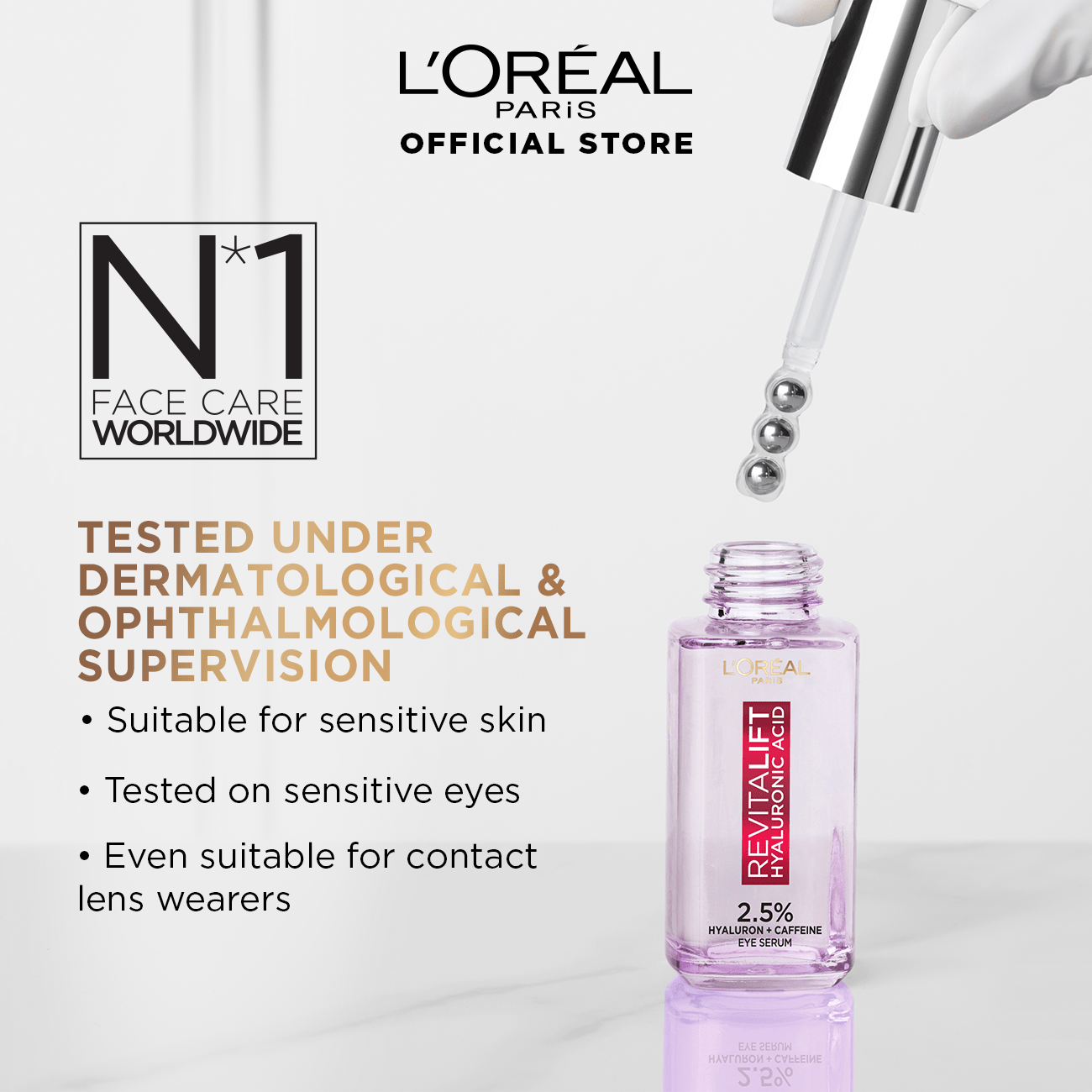 L'Oreal Paris Revitalift 1.5% Hyaluronic Acid + 1% Caffeine Eye Serum 20Ml - My Store