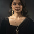 Zeesy Crescent Tassel Drop Necklace Set