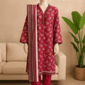 Almeerah Unstitched 3 Piece Luxe Summer Collection'2025-Crimson Bloom Elegance