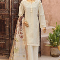 Sumi Stitched 3 Piece Self Cotton Jacquard Festive Suit-SCJ-01-Off White