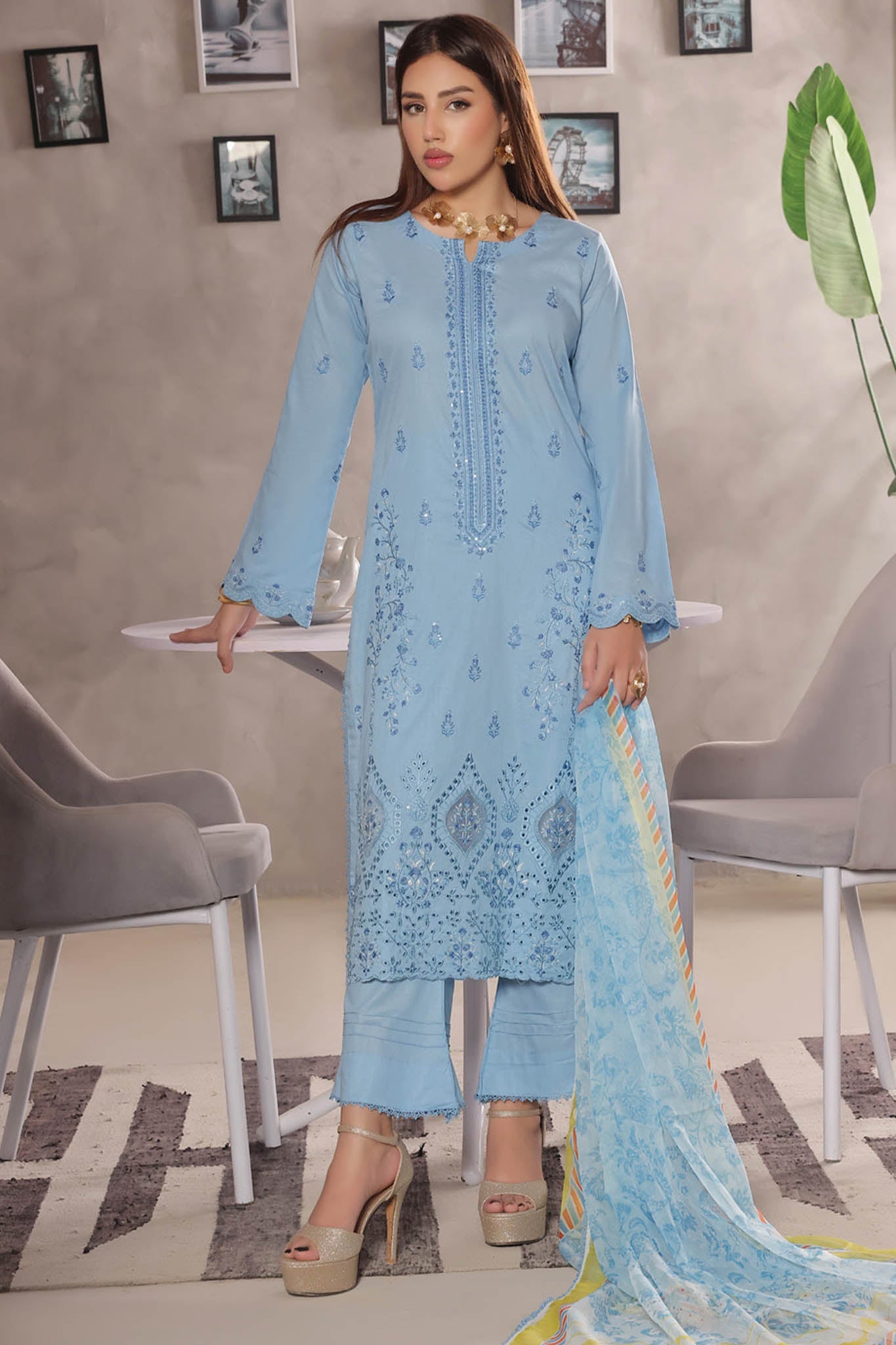 Jasmine By Soghat Unstitched 3 Piece Emb Cotton Chikankari Vol-03 Collection'2025-D-01