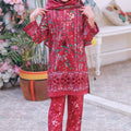 Shifa Girls By Suntex Stitched 3 Piece Emb Lacekaari Cutwork Collection'2025-OS-2509-Red