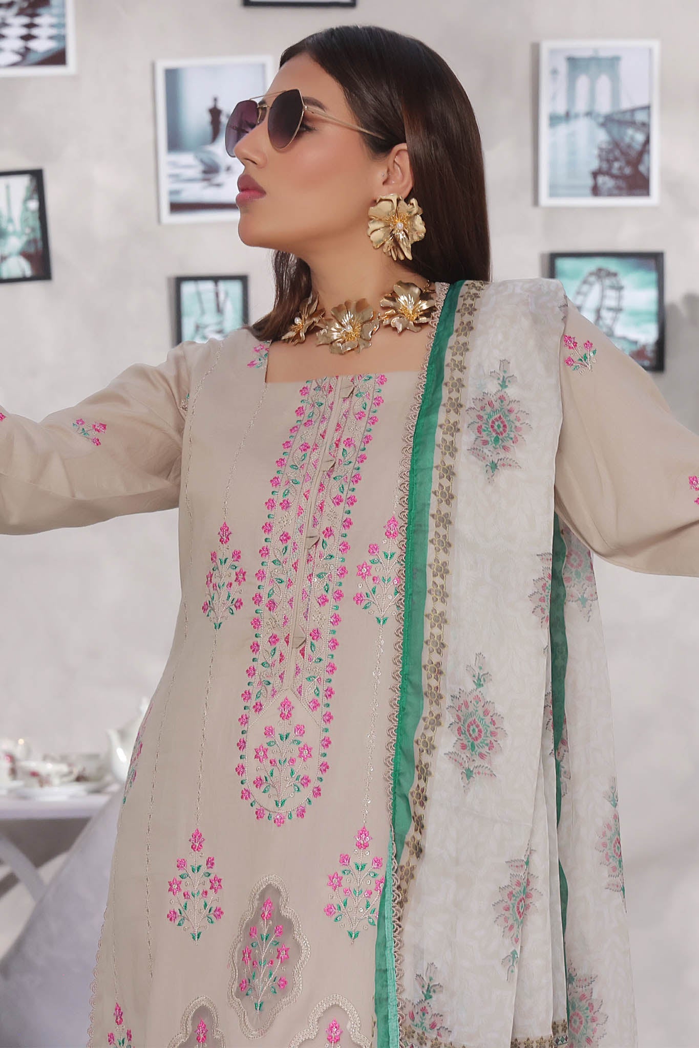 Jasmine By Soghat Unstitched 3 Piece Emb Cotton Chikankari Vol-03 Collection'2025-D-03