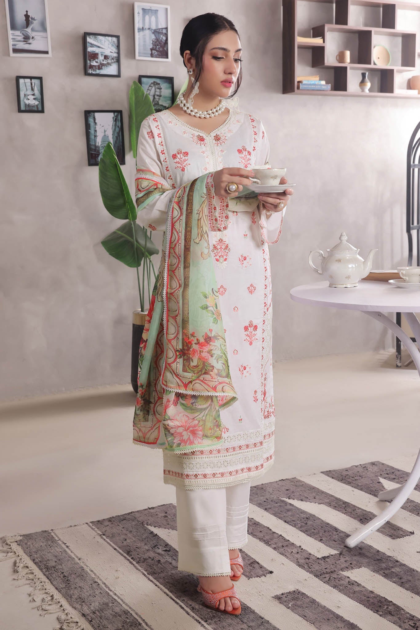 Jasmine By Soghat Unstitched 3 Piece Emb Cotton Chikankari Vol-03 Collection'2025-D-05