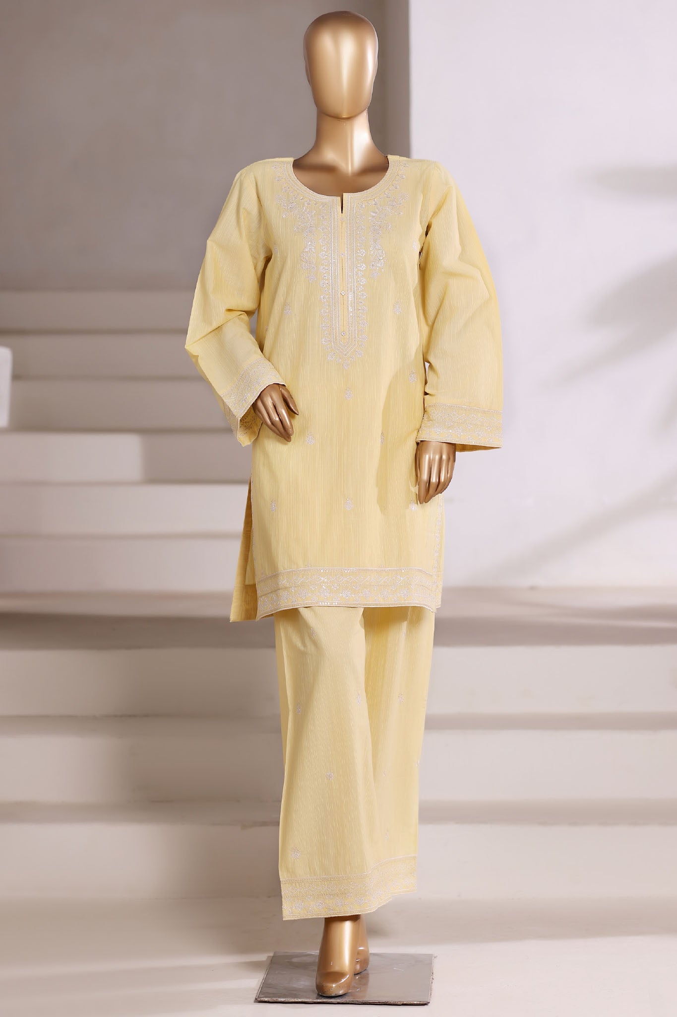 Vybe By Sada Bahar Stitched 2 Piece Emb Cotton Set Vol-02 Collection'2025-MEL-02-Lemon