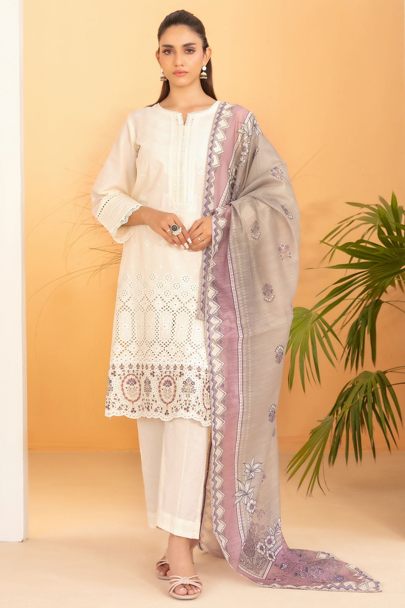 Dinara By Tawakkal Unstitched 3 Piece Emb Schiffli Lawn Suit-D-2291