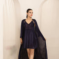 Gown Set - Nerra Silk - Dark Blue